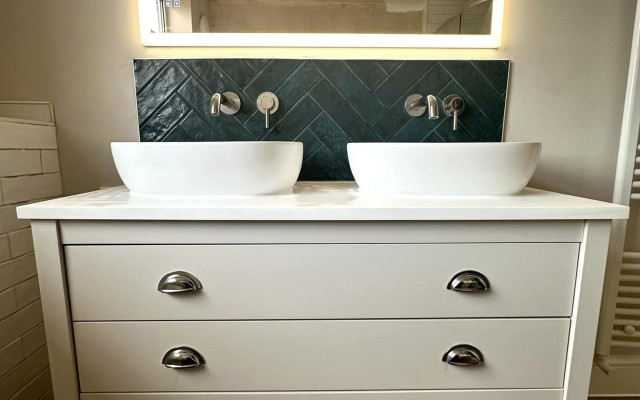 Twin Basins on a dresser